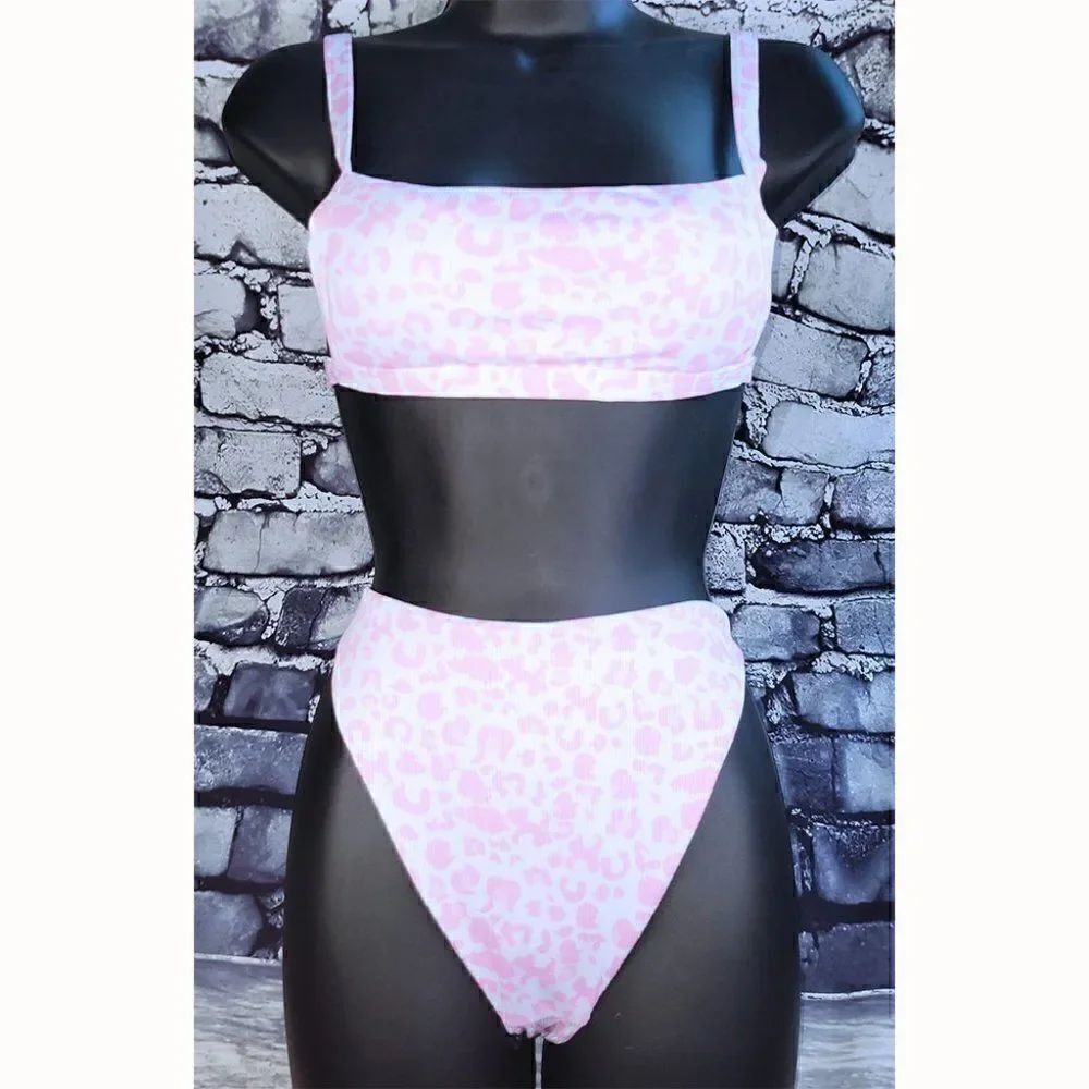 Zaful pink white tube style top 2pc bikini NWT